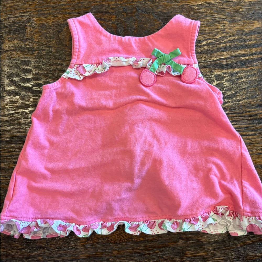 Florence Eiseman cherry Pink short set with Green Accents